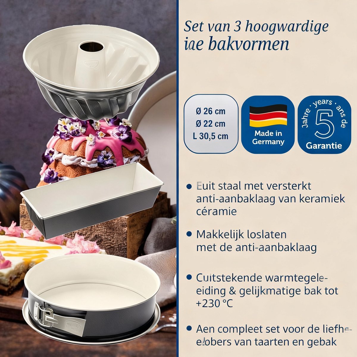 Dr. Oetker Bakvormen Set - Springvorm - Tulbandvorm - Cakevorm - 3-Delig – foto 3