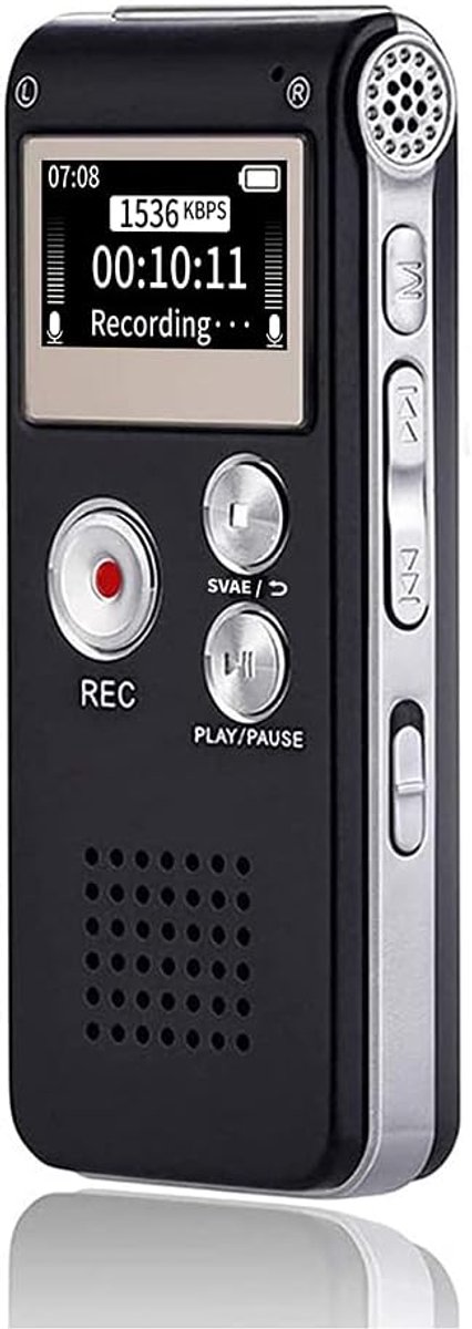 Digitale Spraakrecorder 32GB - USB Oplaadbaar - Met Afspeling - Geüpgradeerd Kleine Dictafoon - Lesopname Apparaat - Cassettespeler - Spraakregistratie Tool - Ideaal voor Colleges - Zakenvergaderingen - Studeren - Notulen Opnemen