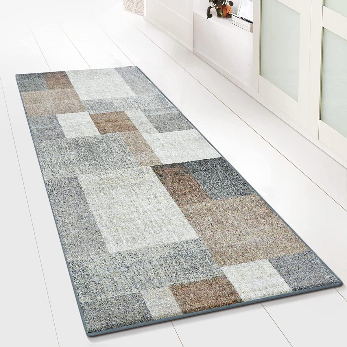 Looploper 80 x 200 cm Bruin - Moderne Vloerbedekking voor Hal en Keuken, Antislip, Robuust
