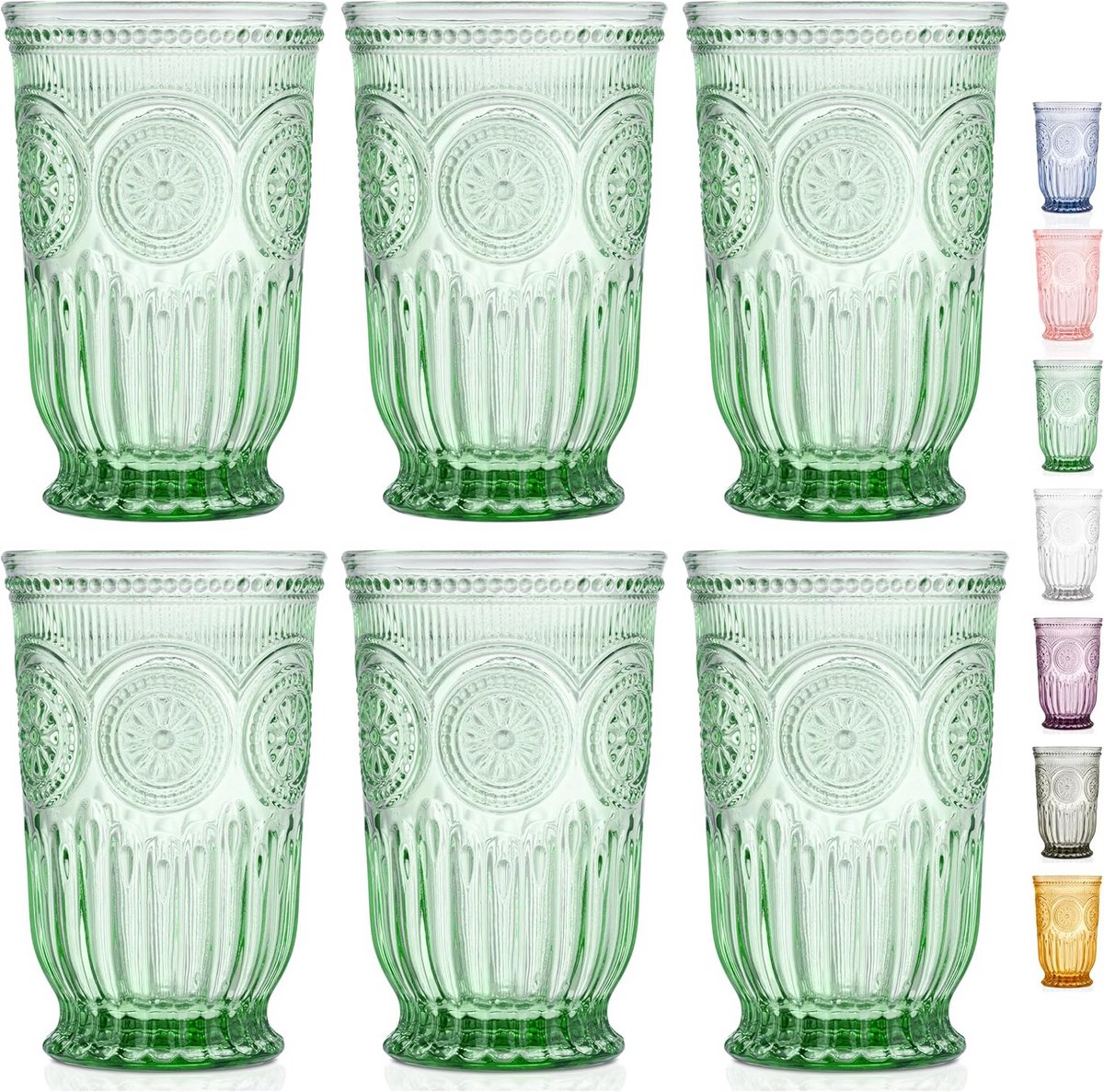 Groene Glas Highballs Set - Vintage Geïnspireerd voor Water & Cocktails