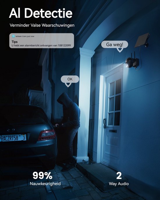 ieGeek Security Buitencamera ZY-G1 4G LTE - Beveiligingscamera voor Buiten - Outdoor Cam - 2K UHD - Pan & Tilt - Zonnepaneel - Nachtzicht - Inclusief SIM-kaart — afbeelding 2