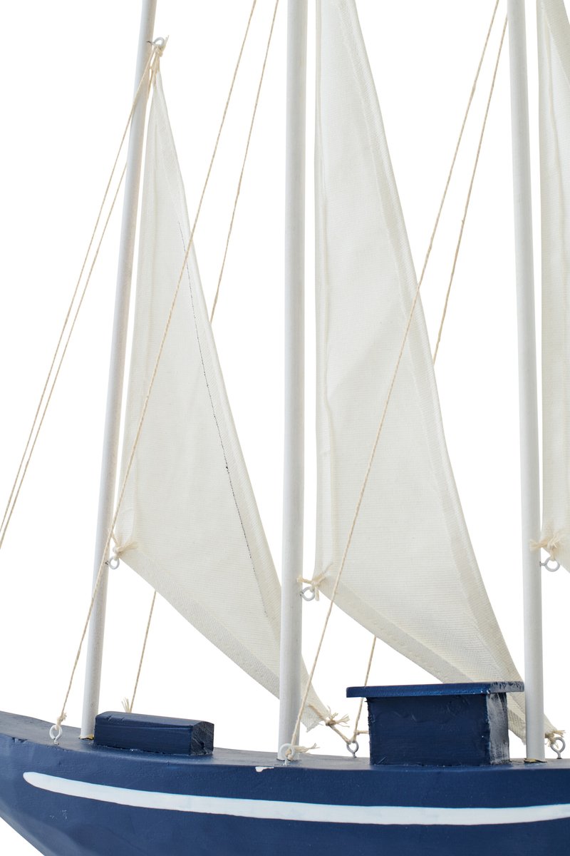 J-Line decoratie Zeilboot - hout - blauw/wit - large