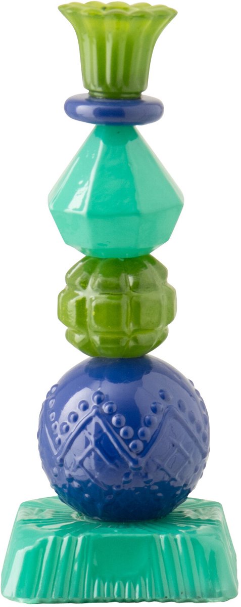 J-Line kaarshouder - glas - azuurblauw/blauw - small