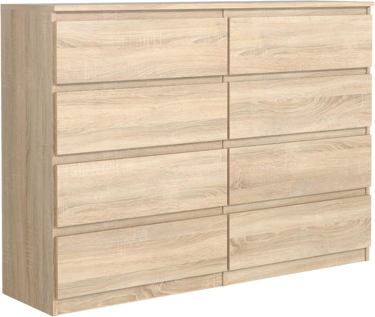 Commode met 8 Laden 120 cm Sonoma Eiken Optiek Greeploos
