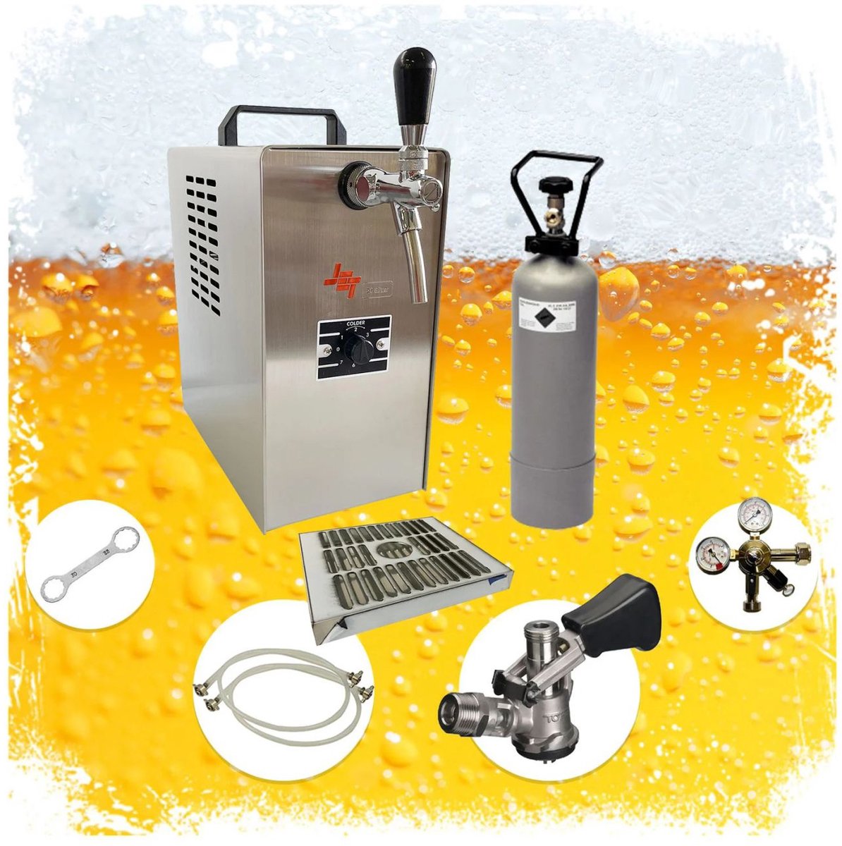 Volledige Set Biertap JET 30 - 1-Kraans Droogkoeler, 35 Liter/Uur Thuistap Bierkoeler
