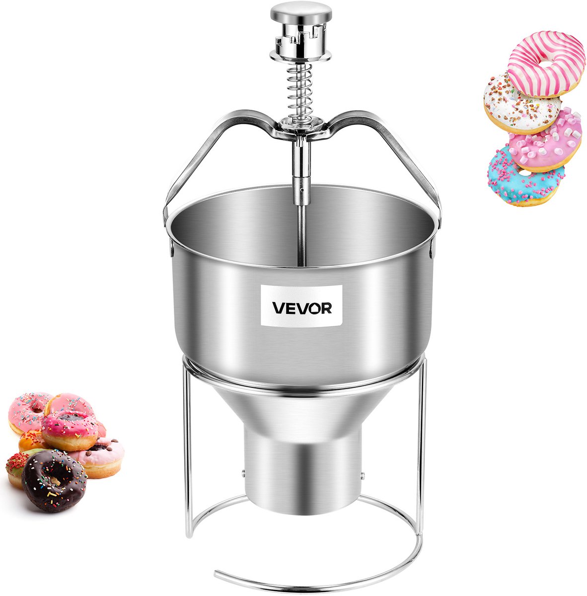 VEVOR Handmatige Donut Hopper Donutbeslag Dispenser Roestvrij Staal 2,4l Verstelbaar