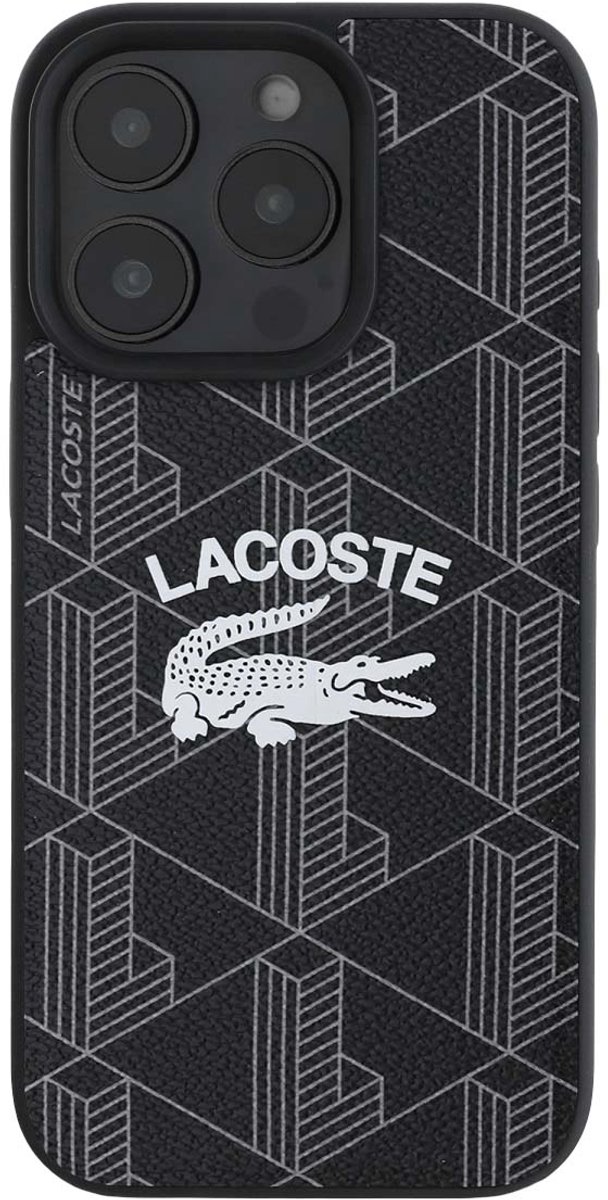 Lacoste, MagSafe hoes Geschikt voor Apple iPhone 16 Pro Blend Monogram, Zwart