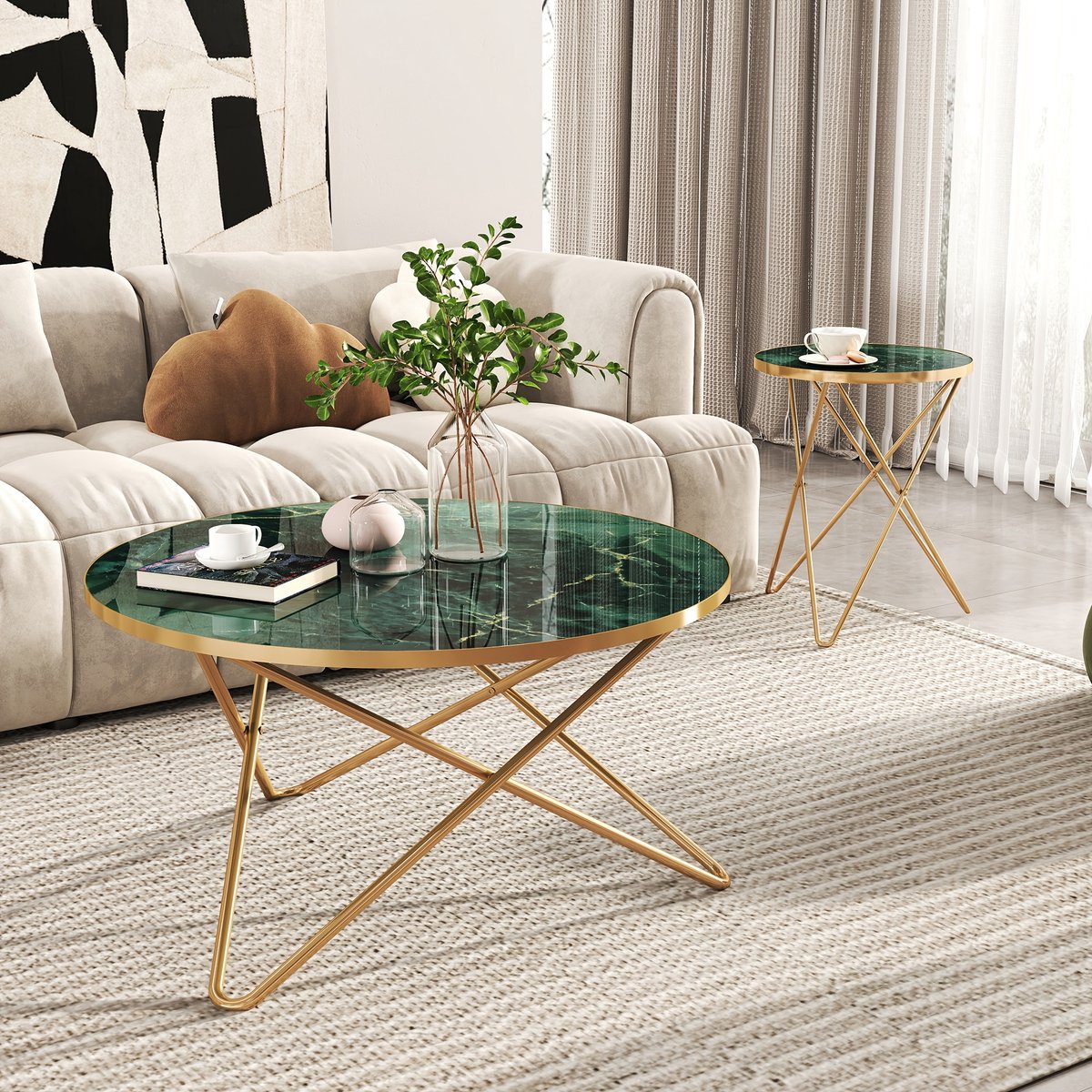 Ronde SalonTafel met Marmerpatroon
