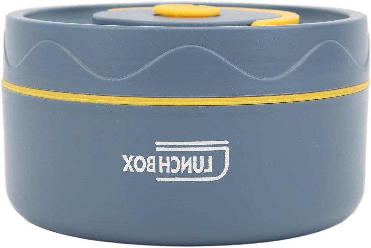 Ronde thermische lunchbox 420 ml - dubbellagig roestvrij staal, draagbaar - magnetronbestendig - diepzeekleur