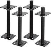 Paalsteun in hoogte verstelbaar voor terras, pergola en schutting zwart 30-250 mm 4PCS