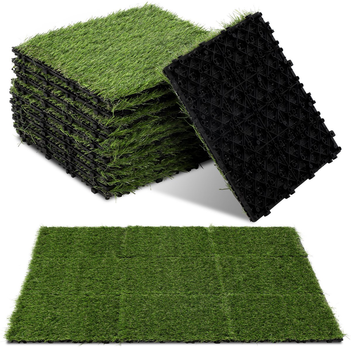 Gras Klik Tegels Terrastegels 88 Stuks 8m² 30x30 cm - Vloerbedekking voor Terras