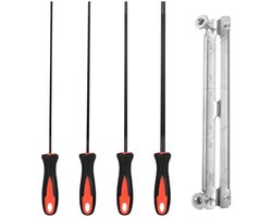 Elkuaie Vijlenset - Diamantvijl - Voor Kettingzagen Slijpen/Metaalbewerking - 4 Stukken + Richtdorn - Voor Hout En Metaal Blauw