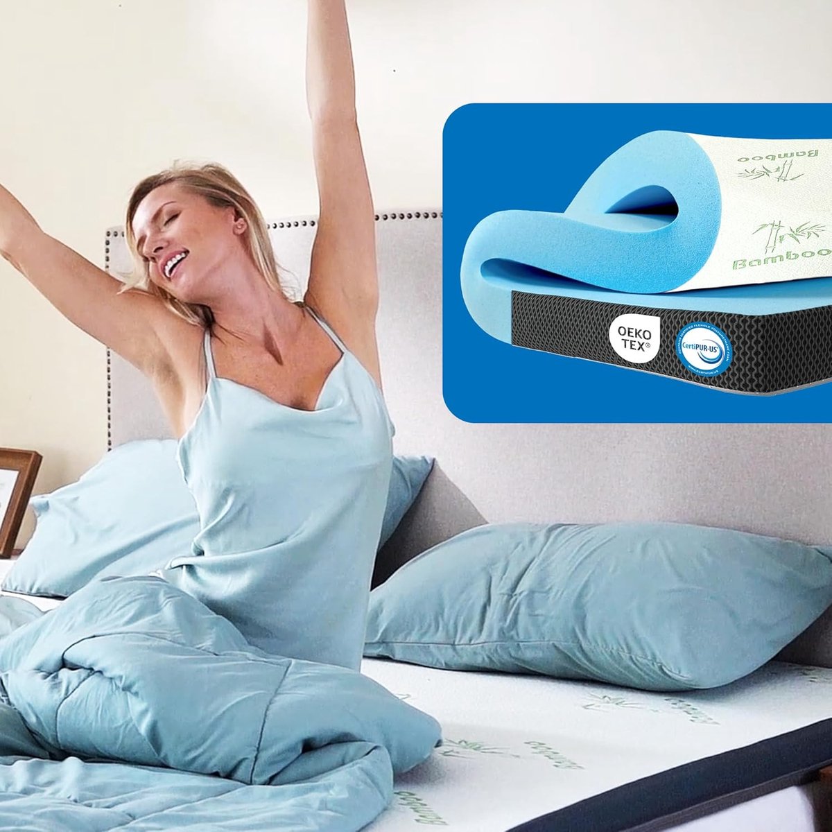 Premium Plus Comfort Topper - Matrastopper - Gel-Traagschuim - 7cm - Ademend en Antibacterieel - Extra Comfort