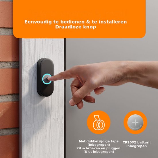Smartwares by Tristar PD-4925 - Draadloze deurbel - Draadloze deurbel set - 150m Draadloos bereik - 16 Melodieën — afbeelding 2