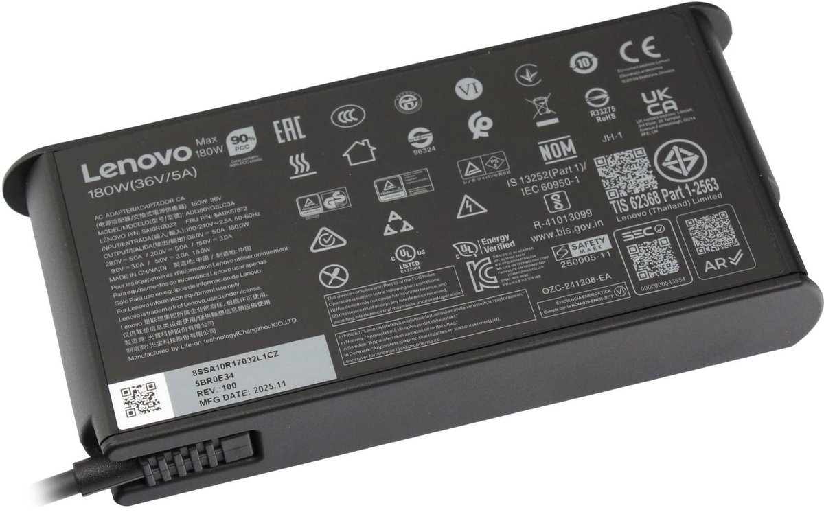 Lenovo 5A11K67873 USB-C GaN-oplader 180W - vlak
