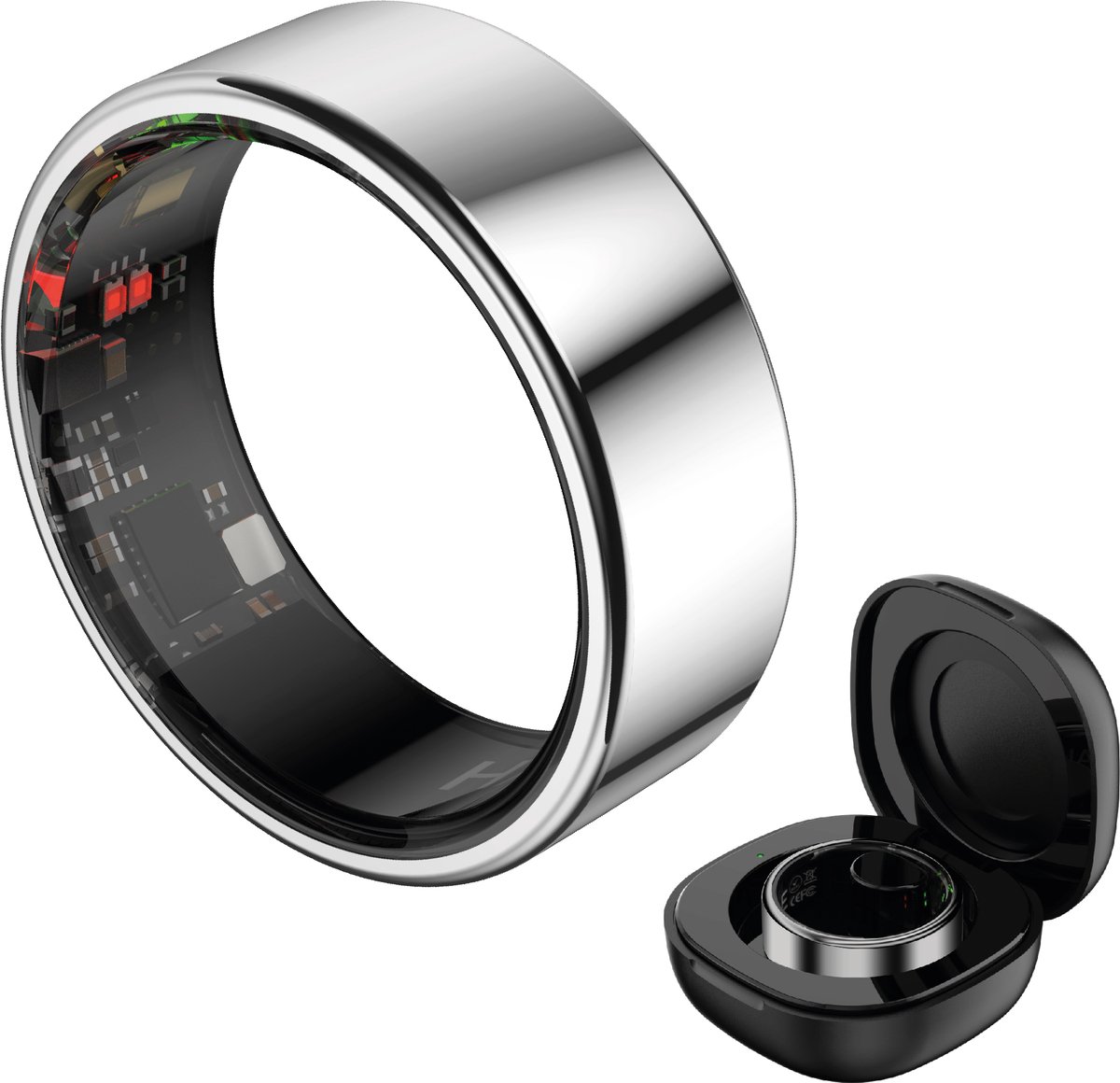HAALE II Smart Ring met Oplaadcase - Silver - Size 10
