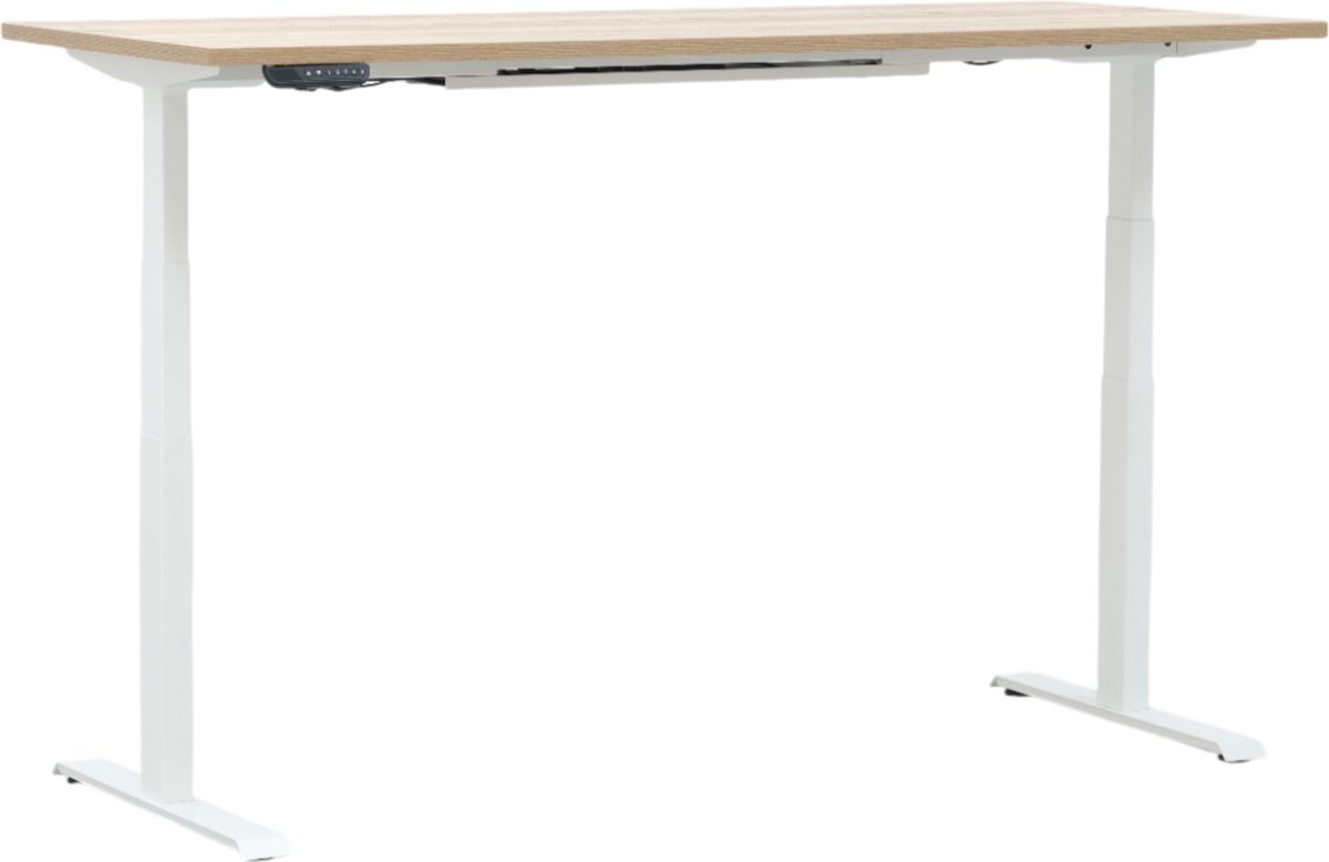 Povag Zit Sta Bureau Elektrisch Verstelbaar - Geheugenfunctie - 180x80 cm - Wit/eiken