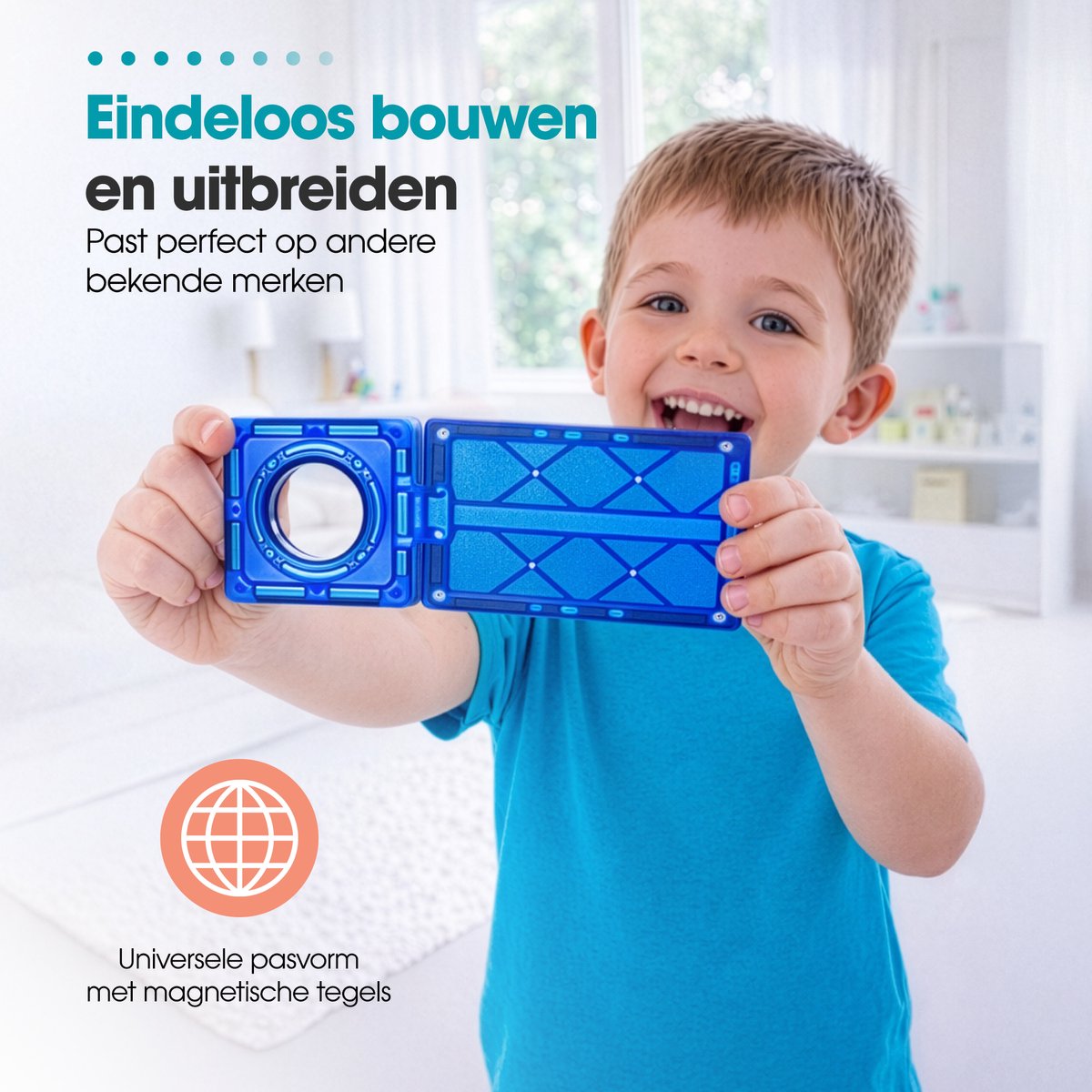 Magnetic tiles racebaan - 110 stuks - Magnetische tegels - Speelgoed - Travel set - Constructiespeelgoed - Magneet tegels - Montessori - Met 2 magna auto's — afbeelding 5