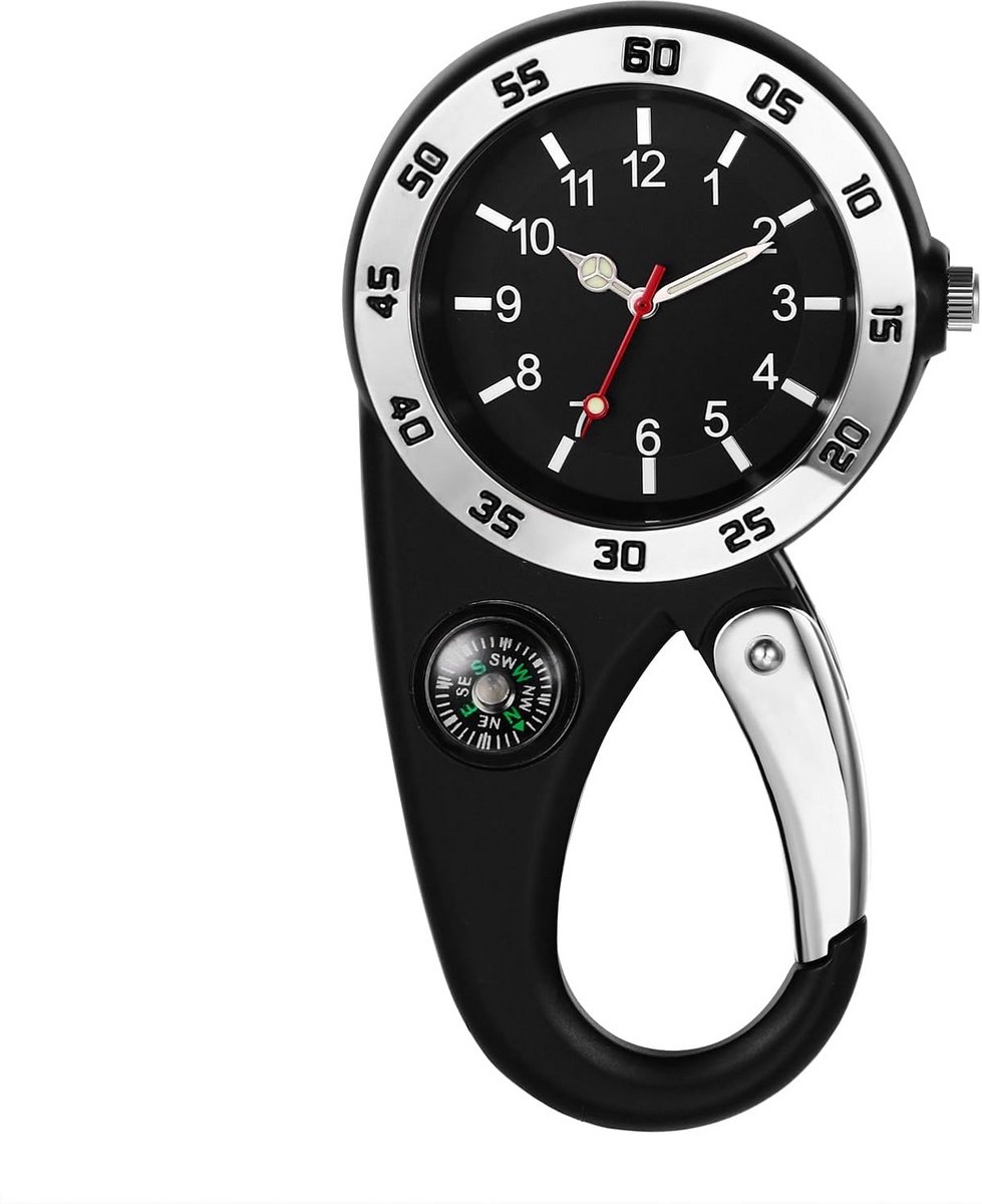 Karabijnhaak Horloge voor Dames en Heren met Lichtgevende Wijzers - Waterdicht en Geschikt voor Outdoor Activiteiten