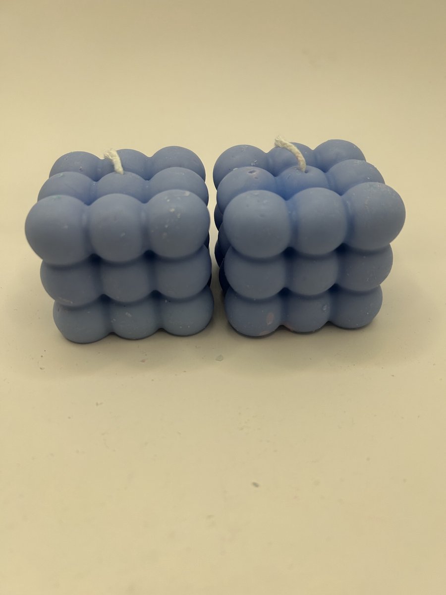 Handgemaakte Bubbelkaarsen 2 stuks - Blauw - Duurzaam - Lovely Elegance