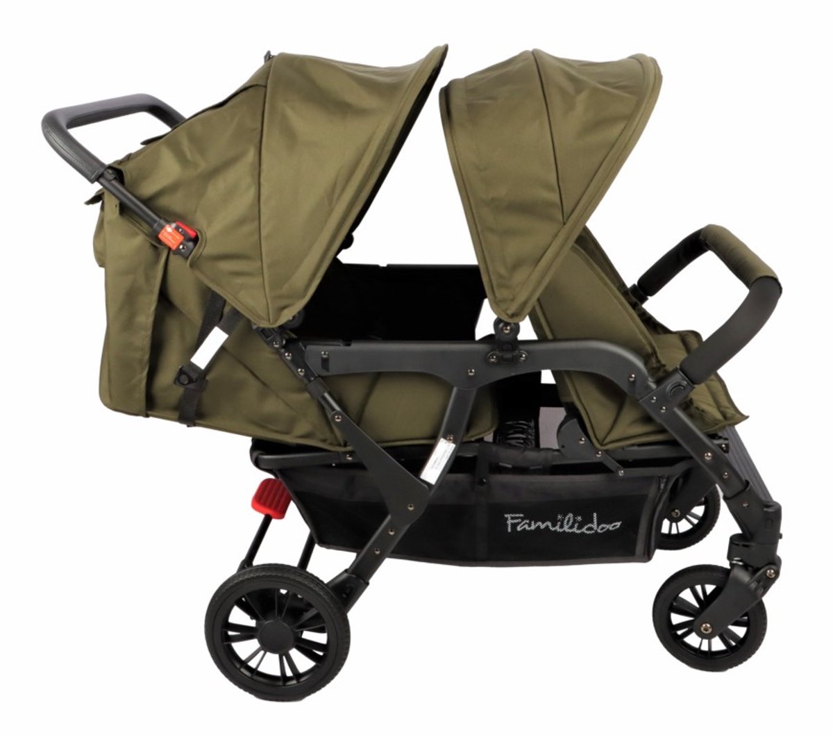 Familidoo Lidoo Lite Arctic Buggy 4 zits Geschikt voor 2 newborn baby's - Compact (77 cm) -inclusief regenhoes - Perfect voor Gastouders & Kinderdagverblijven- Full green