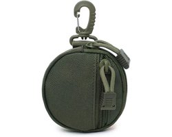 Kleine Tas - Kleine Opbergtas Accessoires - 600D Oxford Coin Purse Keychain - Rond Formaat voor Oortjes, Sleutels en USB - Geschikt voor Broekriem of Rugzak - 11x2cm - Groen