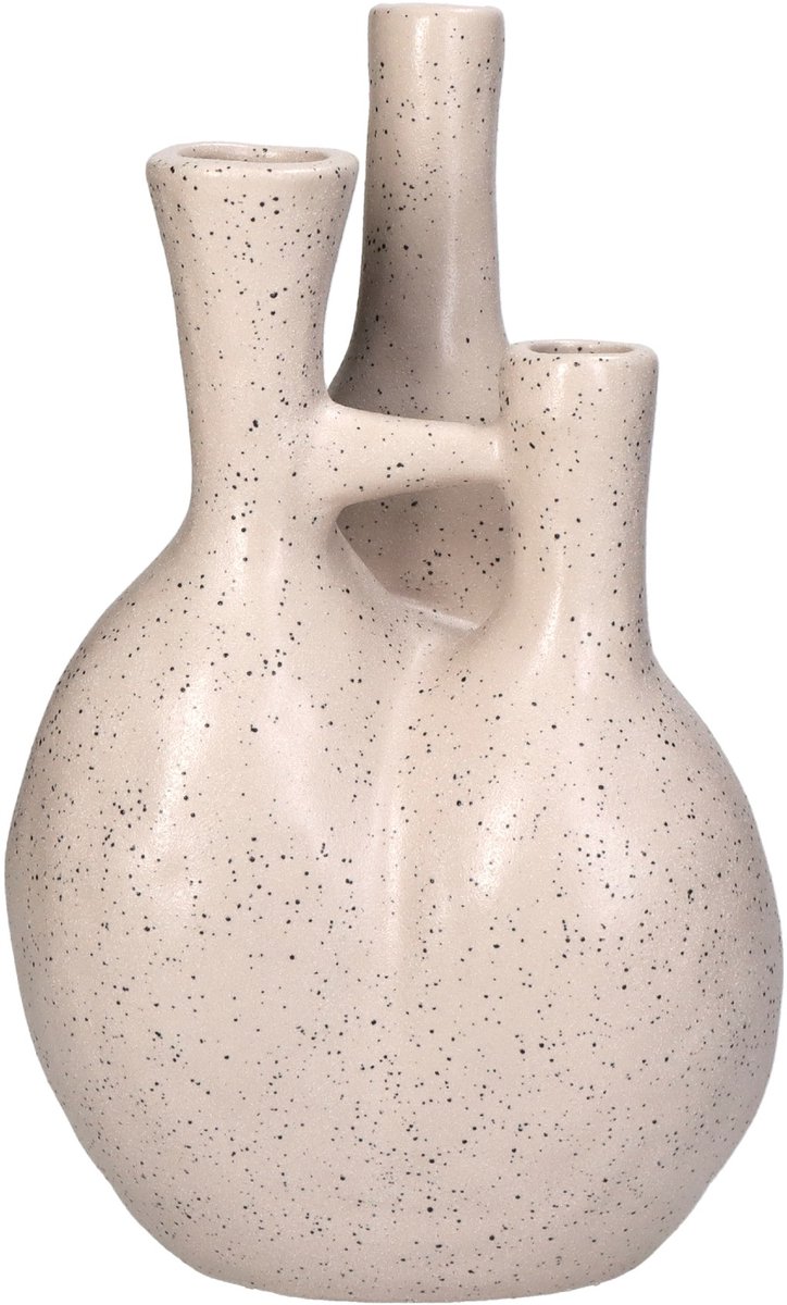HD Collection Vaas Modern - Keramiek - Ivoorwit - 18x29x18 cm (BxHxD) Transparant