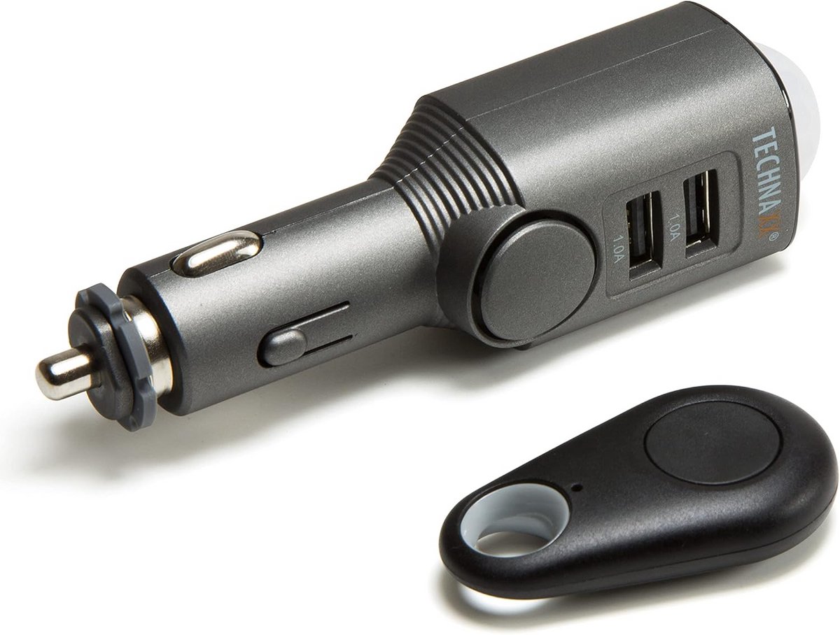Mini alarm met bewegingsdetectie en afstandsbediening voor auto, camper en boot - 110 dB geluidsalarm, 6 dagen standby en 2x USB oplader