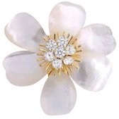 Victoria Valenza broche - Zirkonia - Jasmijnbloem - Goudkleurig