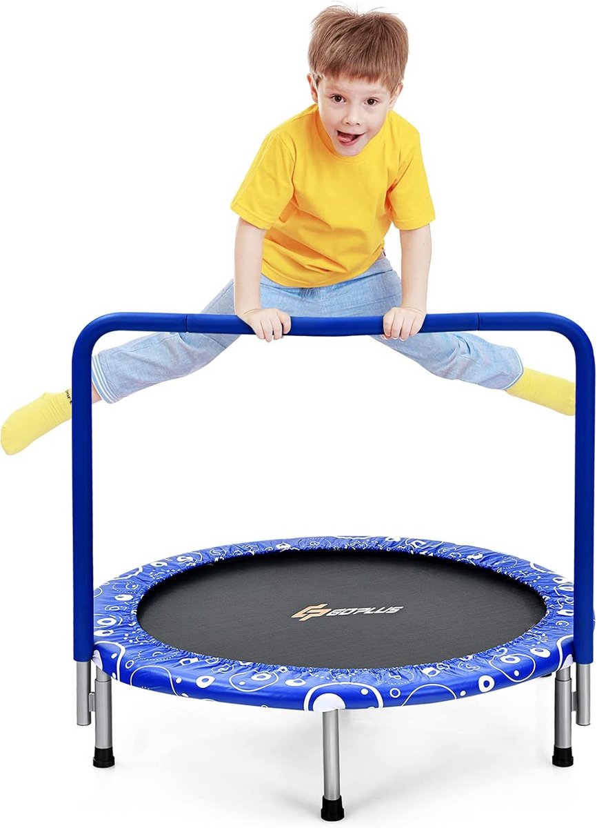 Kinderen Mini Trampoline φ92 cm met Handgreep - Opvouwbare Tuin Trampoline tot 150 kg