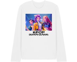 Kpop Demon Hunters Heroic Huntrix Huntrx Unisex T-shirt met lange mouwen - Wit - M