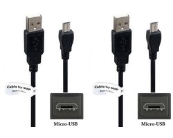 2 stuks OneOne 2,0m Micro USB kabel. Stevige laadkabel. Oplaadkabel snoer past op past op Panasonic Lumix DC-FT7, DC-FZ1000 II, DC-FZ81, DC-FZ82, DC-FZ83, DC-G9, DC-G90, DC-G91, DC-GX800, DC-GX880, DC-GX9, DC-LX100 II camera