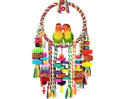 Sander Shop Vogelspeelgoed met touw, maïskolven, karton, bagels, houten blokken, kauwspeelgoed voor parkieten, cacadus, conures, schildpadden, vinken en andere vogels