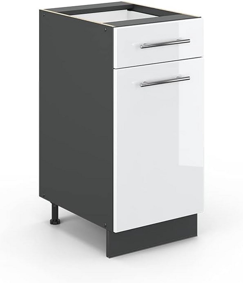 Keukenkast met Schuiflade 40 cm Wit Hoogglans Antraciet Modulair