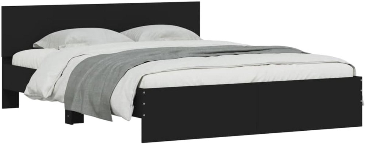 Stijlvol Bedframe met Hoofdeinde 140x190 cm - Stevig Twijfelaar Bed voor Slaapkamer