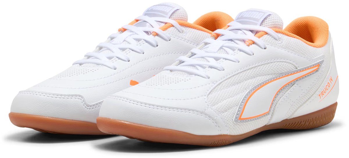 Puma Kinder Truco IV JR Voetbalschoen Sneaker 108970 01 White Orange Vibrant Silver