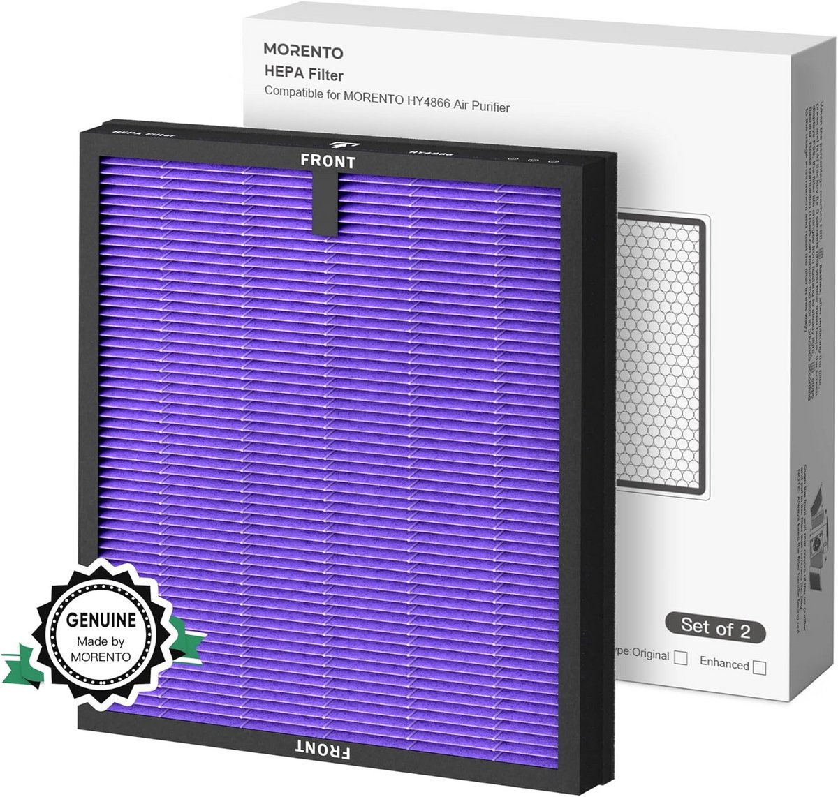 2-Pack HEPA Vervangingsfilters voor Luchtzuiveraar HY4866