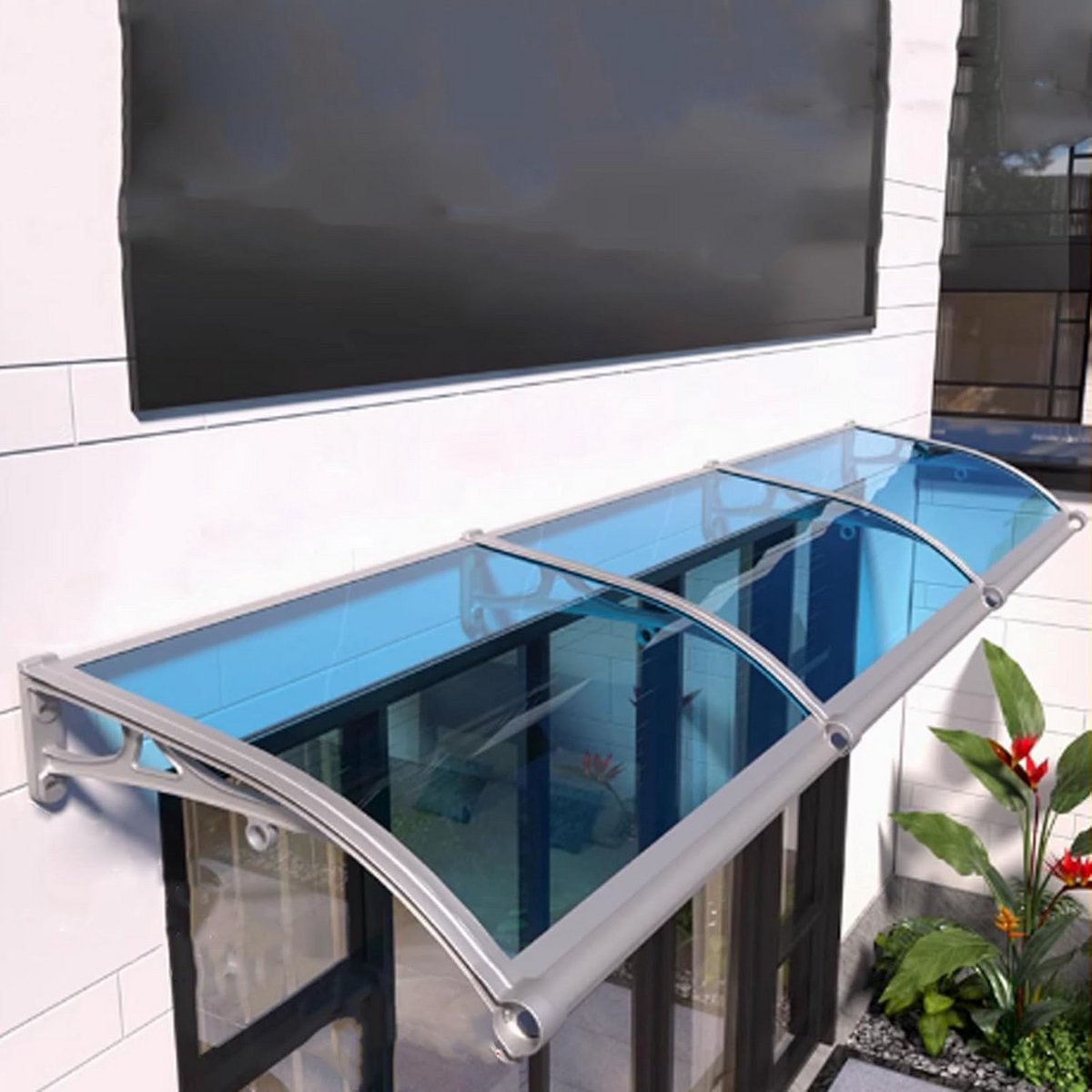 Gebogen Deuroverkapping met Aluminium Beugel voor Voordeur, Raam of Balkon
