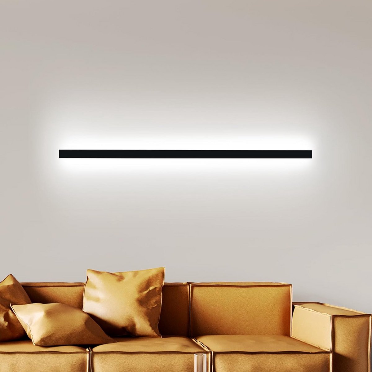 Moderne Zwarte LED Wandlamp 100CM - Strakke Wandverlichting voor Woonkamer en Hal