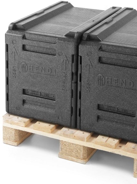 Thermobox 66L 5 Vakken 65mm Tussengids GN 1/1 Koelbox Isolatiebox Afneembare Deur Extra Hoge Stapelranden Geschikt voor Euro Pallets 600x400x(H)490mm HDPE — afbeelding 3