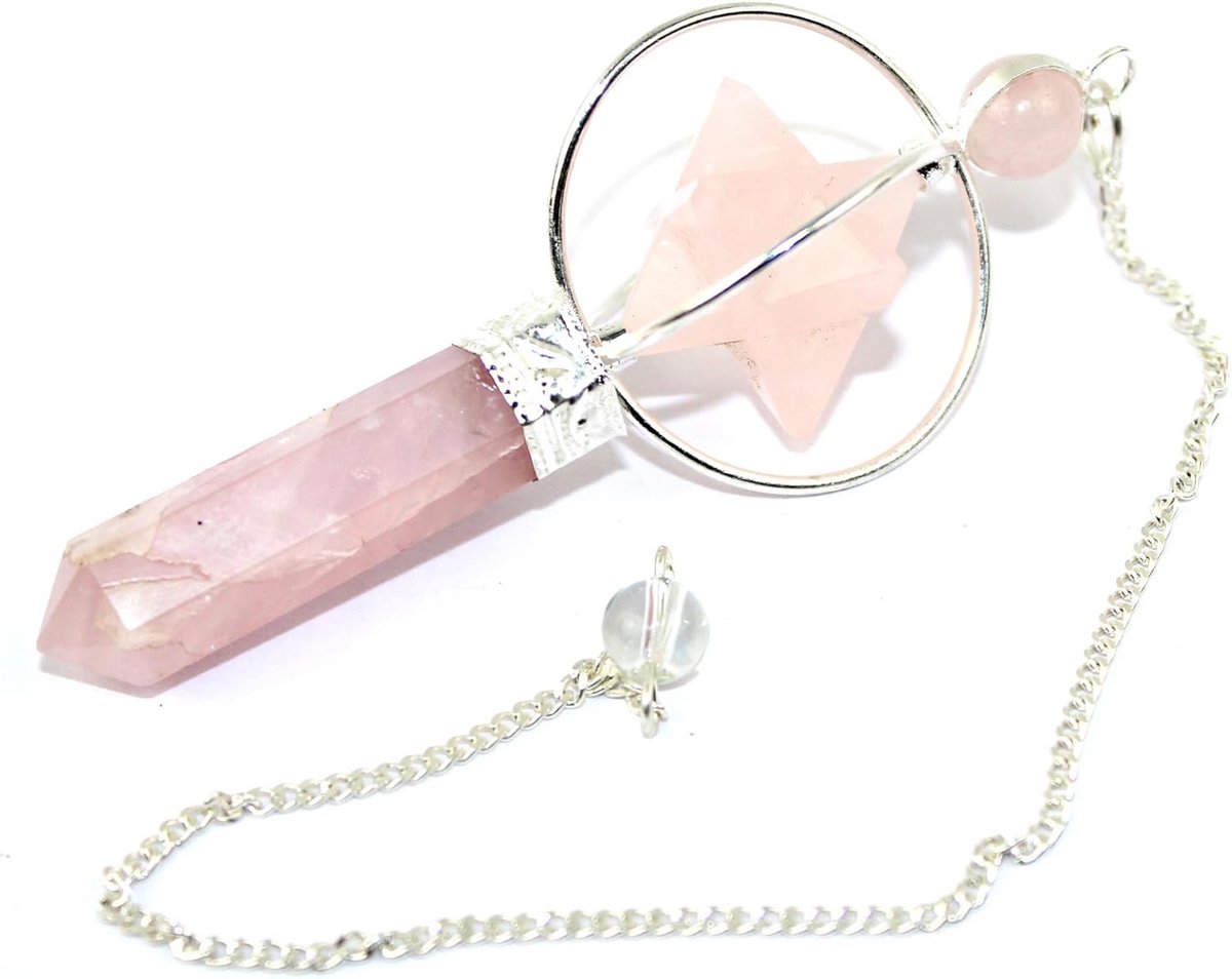 Rozenkwarts Spinning Merkaba Pendel voor Chakra Balancing en Kristaltherapie