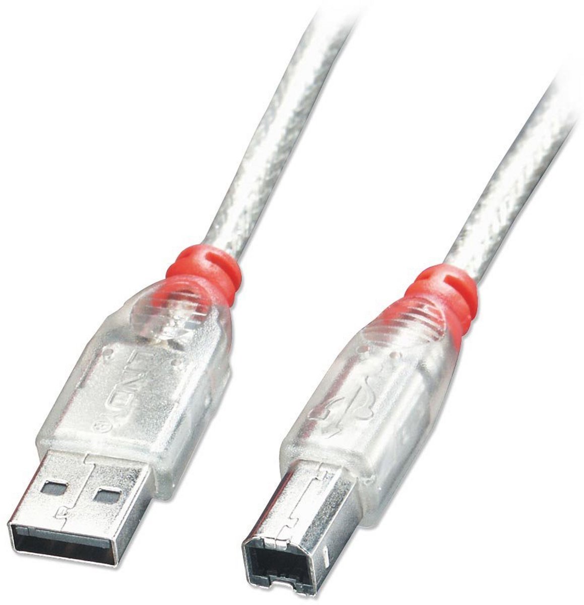 USB 2.0 A/B Kabel 5 Meter Transparant - Printer Datakabel