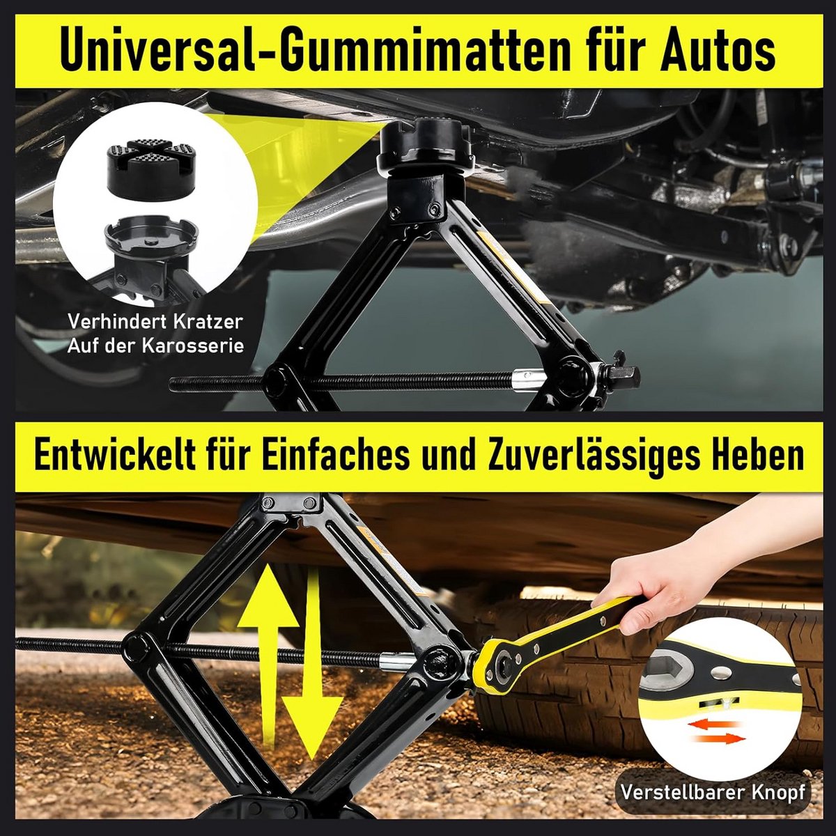 Universele Schaariek 3 Ton Incl. Sleutel en Rubberen Pad - Voor Auto en SUV