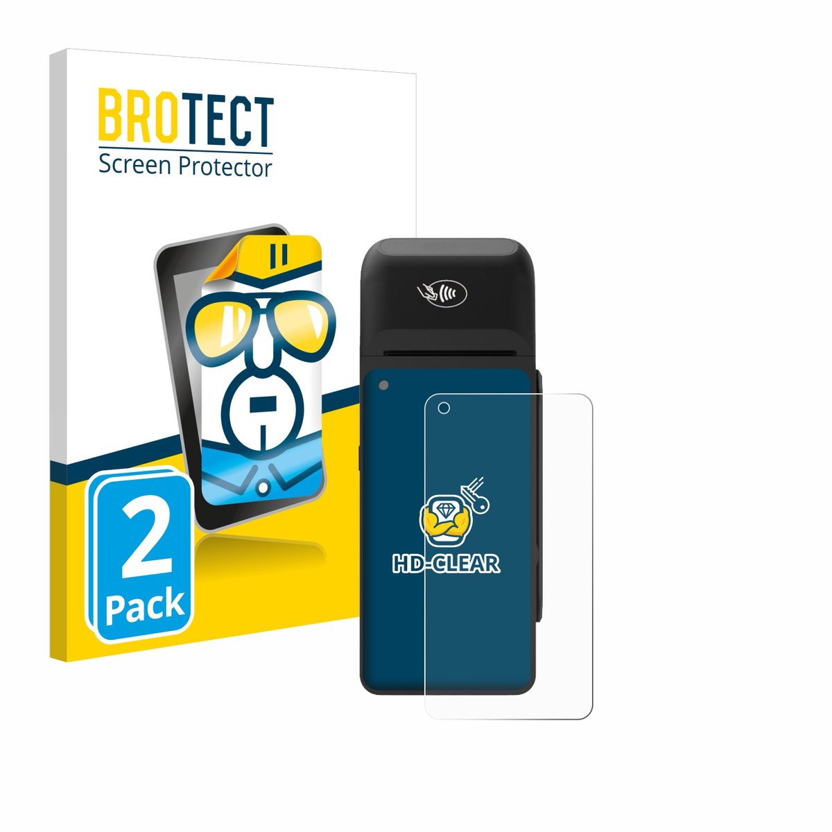 BROTECT - Screenprotector voor Verifone T650c - Folie Beschermfolie transparant 2 Stuks