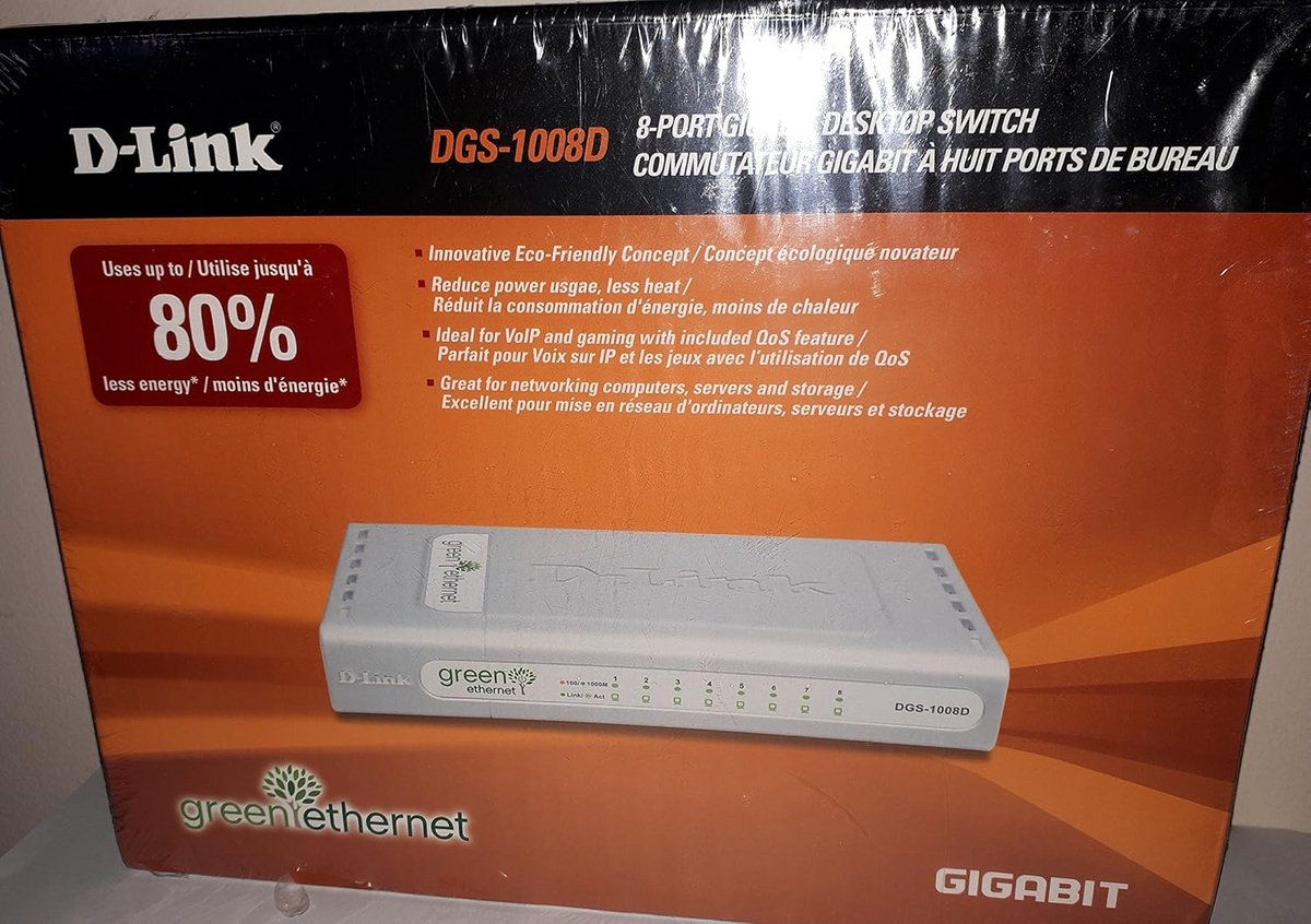 Gigabit Switch 8 Poorten Ethernet 10/100/1000 MB voor Thuis en Kantoor