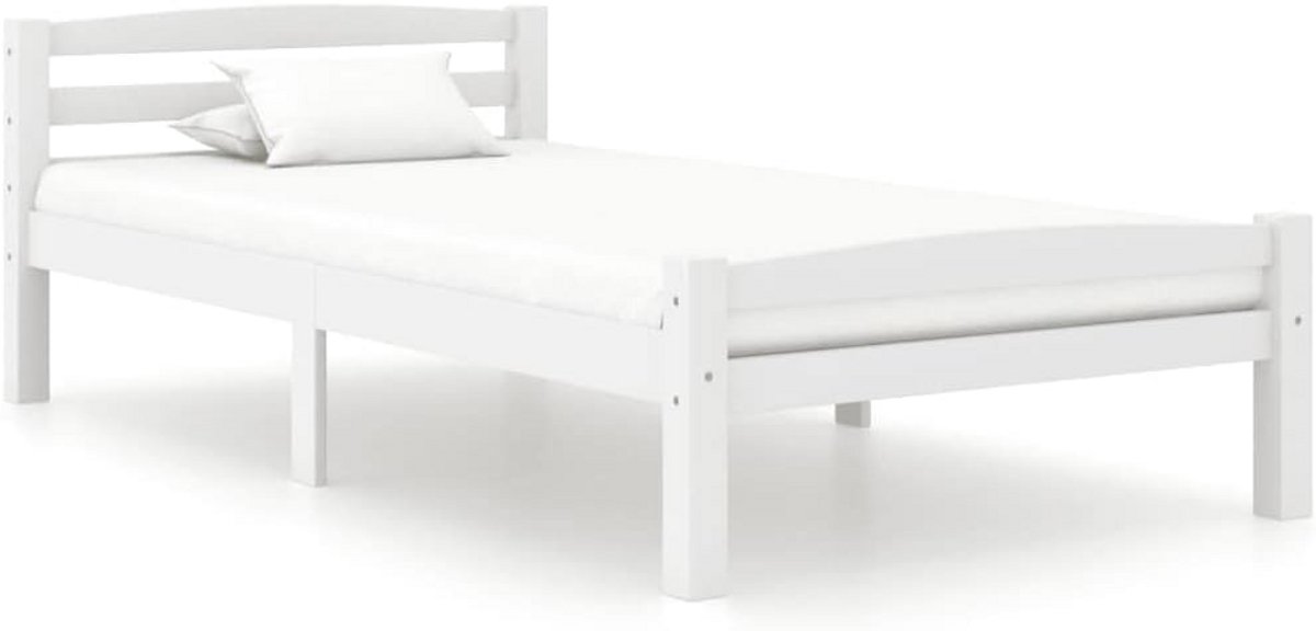 Stevig Houten Bedframe 100x200 cm Grenenhout Wit