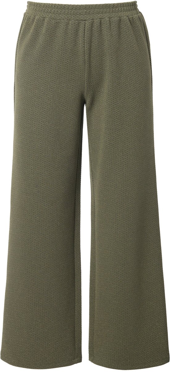 Studio Untold - Dames - Broek wijde pijpen hoge taille glitter-jacquard - Palmboomgroen - Maat 42+