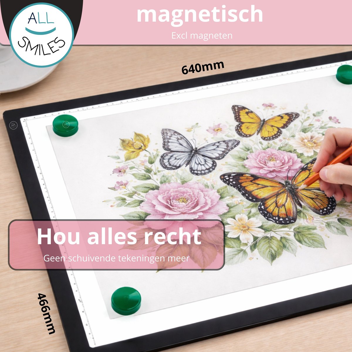 A2 Lightpad Lichtbak Diamond Painting Volwassenen | Oplaadbaar Magnetisch | All Smiles Premium Tekenbord XXXL | 2026 MODEL | Tekenen Schetsen Hobby — afbeelding 5