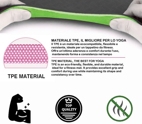 TPE Yogamat Antislip - 183x61 cm - Tweekleurig - Milieuvriendelijk - Met Draagriem — afbeelding 2