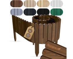 Floranica Rollborder Flexibele houten hek 200 x 10 cm Bruine Dennenhout Gazonafscheiding - Palisade - ingekorte rolborder